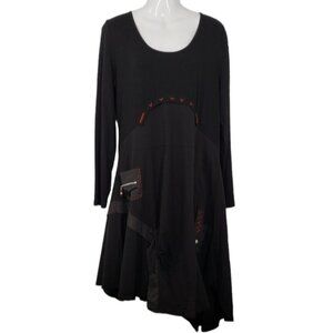 Danny B Funky Black Steampunk Dress Asymmetric Hem Long Sleeve Extra Lar…